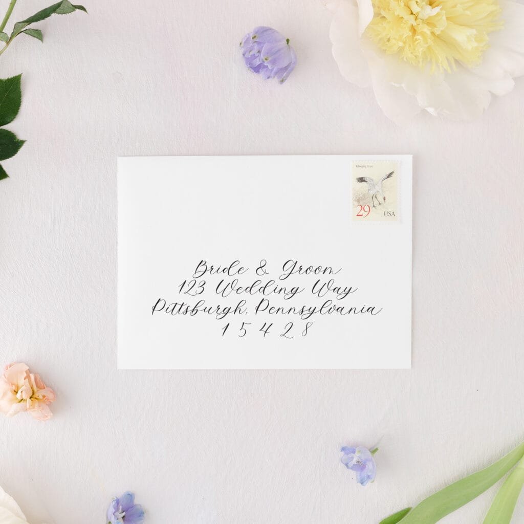 Wedding invitation envelopes with printed addressing