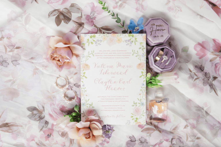 Wedding invitation suite with clear typography and cohesive layout